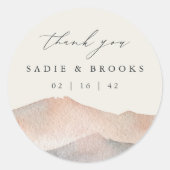 Sticker Rond Sierra Dusk | Desert Mountain Wedding Thank You (Devant)