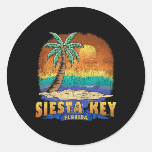 Sticker Rond Siesta Key Florida Vintage Souvenir désorganisé