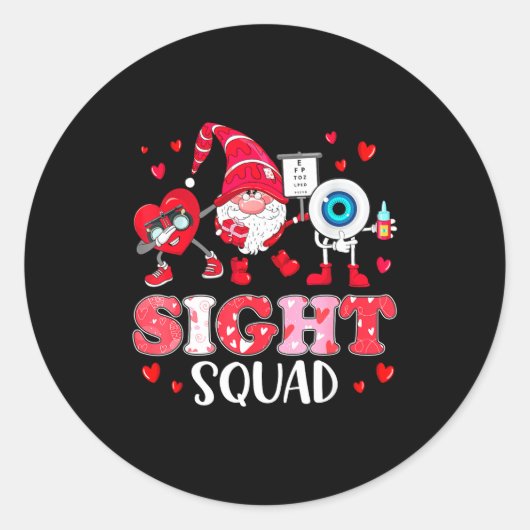 Sticker Rond Sight Squad Optician Optometrist Dabbing Heart Val (Devant)
