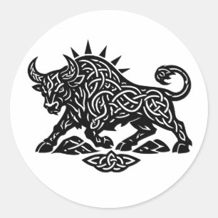 Sticker Rond Sigil du Taureau — Tatouage Zodiaque Enraciné