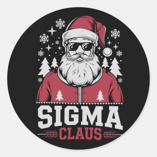 Sticker Rond Sigma Claus Cool Père Noël Christmas Rizz Rizzler (Devant)