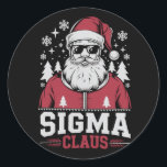 Sticker Rond Sigma Claus Cool Père Noël Christmas Rizz Rizzler<br><div class="desc">Sigma Claus Cool Père Noël Funny Christmas Rizz Rizzler Mème</div>