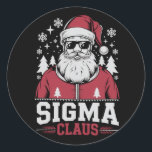 Sticker Rond Sigma Claus Cool Père Noël Christmas Rizz Rizzler<br><div class="desc">Sigma Claus Cool Père Noël Funny Christmas Rizz Rizzler Mème</div>