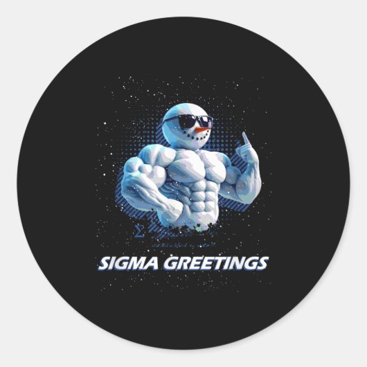 Sticker Rond Sigma Greetings Bruh Snowman Rizz Merry Christmas (Devant)