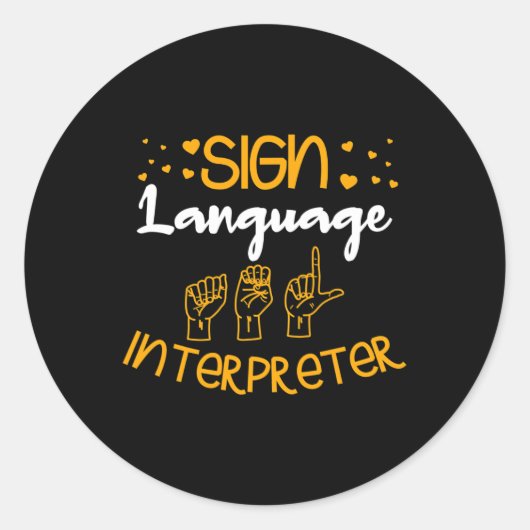 Sticker Rond Sign Language Interpreter Deaf Sign Language Aware (Devant)