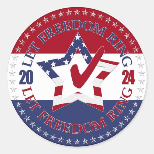 Sticker Rond Signal 2024 USA Let Freedom Ring Star Mark (Devant)