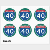Sticker Rond Signal autoroutier Interstate 40 (I-40) (pack de 6 (Feuille)