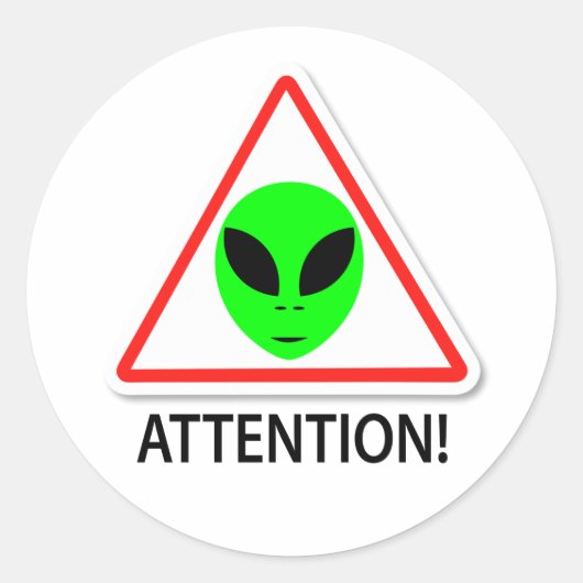 Sticker Rond Signal d'attention Alien (Devant)