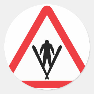 Sticker Rond signal d'avertissement de saut de ski