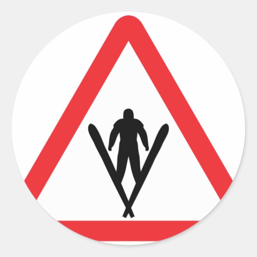 Sticker Rond signal d'avertissement de saut de ski (Devant)