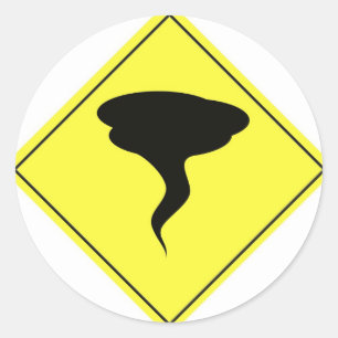 Sticker Rond Signal d'avertissement de tornade