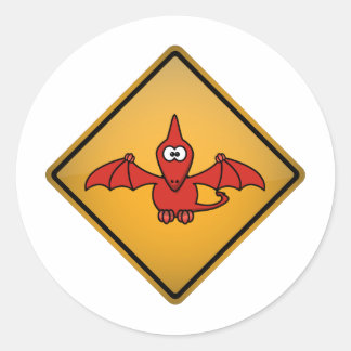 Sticker Rond Signal d'avertissement pour les Ptérodactyles de d