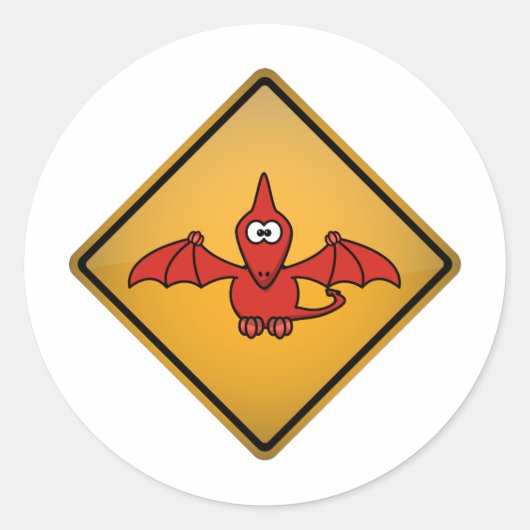 Sticker Rond Signal d'avertissement pour les Ptérodactyles de d (Devant)