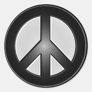 Sticker Rond Signal de paix B&W