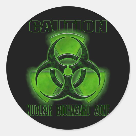 Sticker Rond Signal de prudence en cas de biodanger nucléaire (Devant)