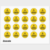 Sticker Rond Signal de prudence Fragile (Feuille)
