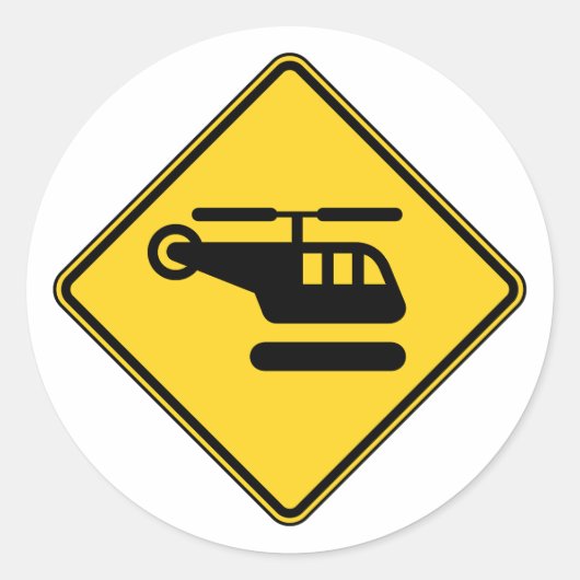 Sticker Rond Signal d'hélicoptère de prudence (Devant)