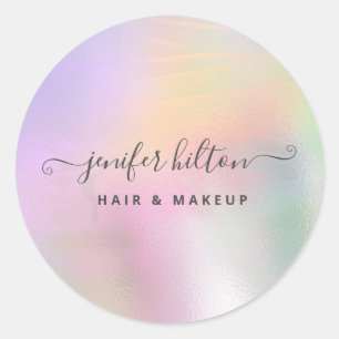 Sticker Rond Signature abstraite holographique moderne