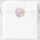 Sticker Rond Signature abstraite holographique moderne arc-en-c (Sac)