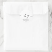 Sticker Rond Signature de script blanc Elegant Mariage RSVP (Sac)