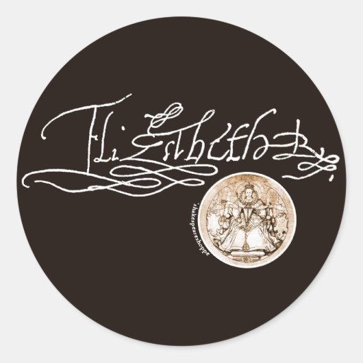 Sticker Rond Signature Elizabeth I (Version 1) (Devant)