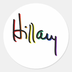 Sticker Rond Signature Hillary Clinton Pride Arc-en-ciel - LGBT