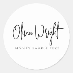 Sticker Rond Signature manuscrite typographie conception de scr