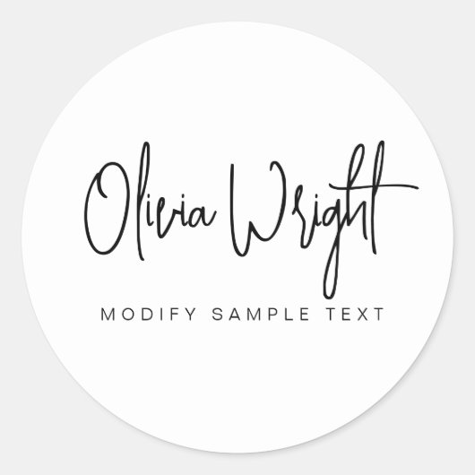 Sticker Rond Signature manuscrite typographie conception de scr (Devant)