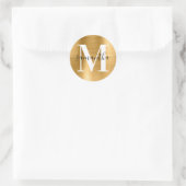 Sticker Rond Signature moderne Monogramme Gold Foil (Sac)