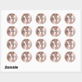Sticker Rond Signature moderne Monogramme Rose Gold Foil (Feuille)