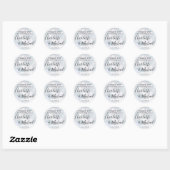 Sticker Rond Signature Neige hiver Mariage Faveur Merci (Feuille)