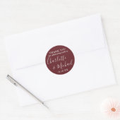 Sticker Rond Signature rose Rosewood Favor Merci (Enveloppe)