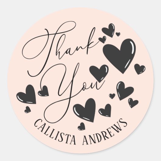 Sticker Rond Signature Script Hearts Commander Merci client C (Devant)