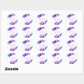 Sticker Rond Signature Script Purple Blue Alcool Encre (Feuille)