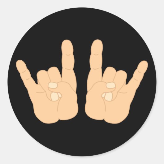 Sticker Rond Signe à main de roche et de rouleau (Devant)