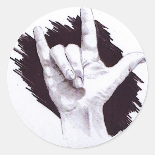 STICKER ROND SIGNE AMÉRICAINE LANGUE JE VOUS AIME (Devant)