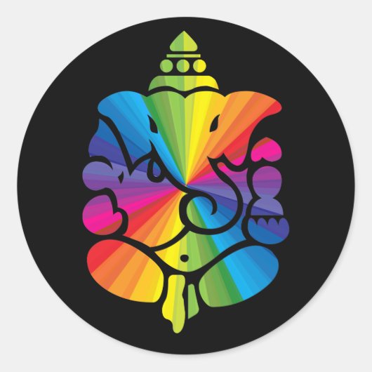 Sticker Rond Signe arc-en-ciel de Ganesha (Devant)