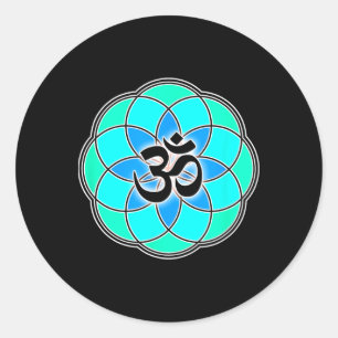 Sticker Rond Signe Aum Yoga Méditation Graine De Vie Fleur De L