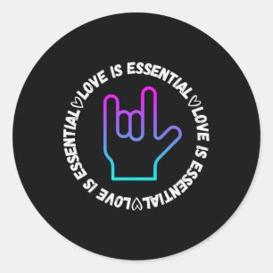 Sticker Rond Signe d'amour ASL - Sensibilisation au handicap