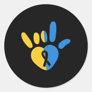 Sticker Rond Signe d'amour Asl Sensibilisation au syndrome de D