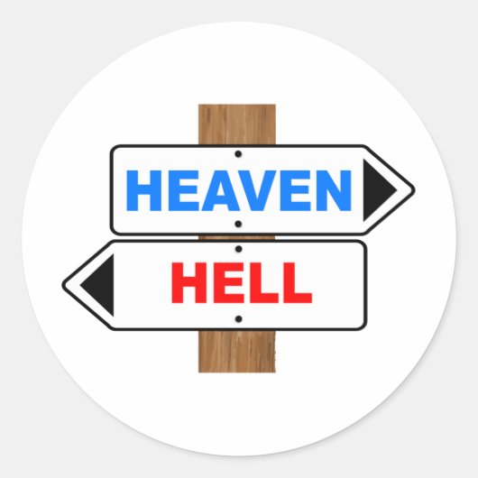 Sticker Rond Signe De Direction Du Ciel Et De L'Enfer (Devant)