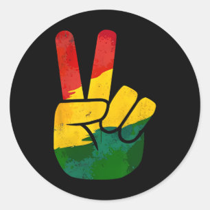Sticker Rond Signe de la main de la paix Jour de Juneteenth Fie