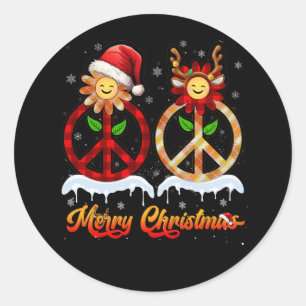 Sticker Rond SIGNE DE LA PAIX DE Hippie PLACÉ Santa Hat Reindee