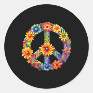Sticker Rond SIGNE DE PAIX AMOUR 60s les années 70 Super hippie