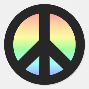 Sticker Rond Signe de paix arc-en-ciel pastel