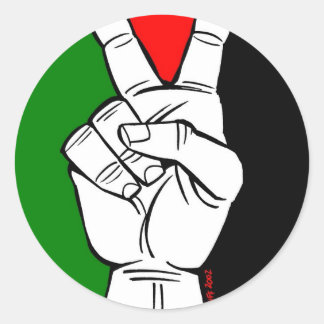 STICKER ROND SIGNE DE PAIX DU DRAPEAU PALESTINE