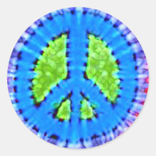 Sticker Rond Signe de paix hippie Trippy lumineux de colorant