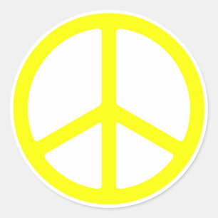 Sticker Rond Signe de paix jaune mince
