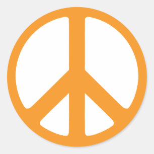 Sticker Rond Signe de paix orange