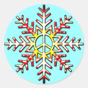 STICKER ROND SIGNE DE PAIX SNOWFLAKE